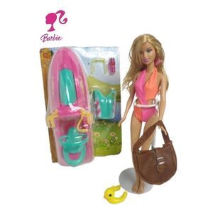 Barbie Camping Fun Jet Ski Accessories Set Pink with Barbie